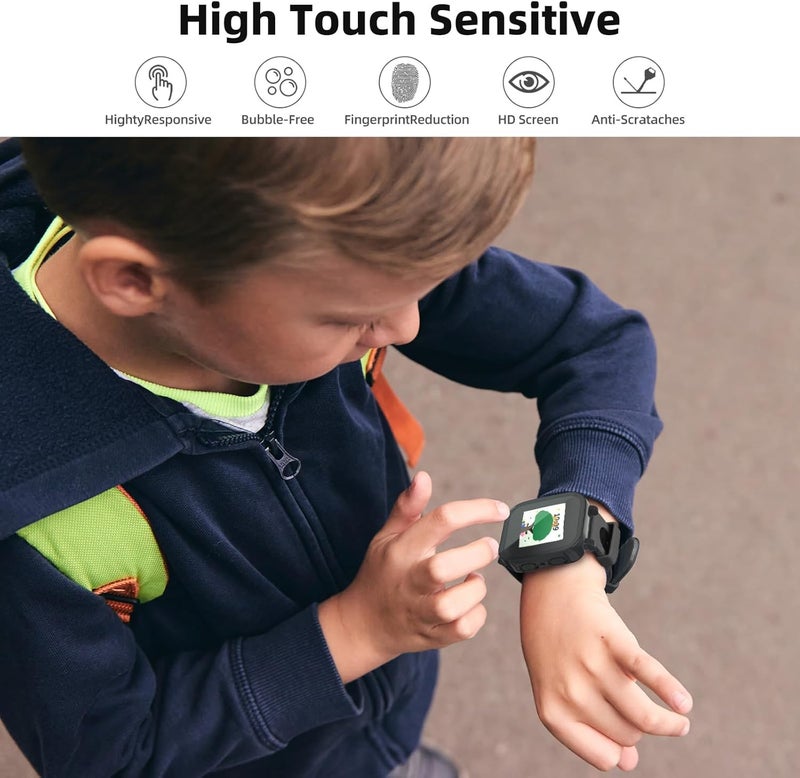 SimpleThings Compatible with Gabb Watch 3 Screen Protector, 3Pack HD Clear Tempered Glass Screen Protector & Hard PC Protective Bumper for Boys Girls (Black+Black+Blue) - Image 4